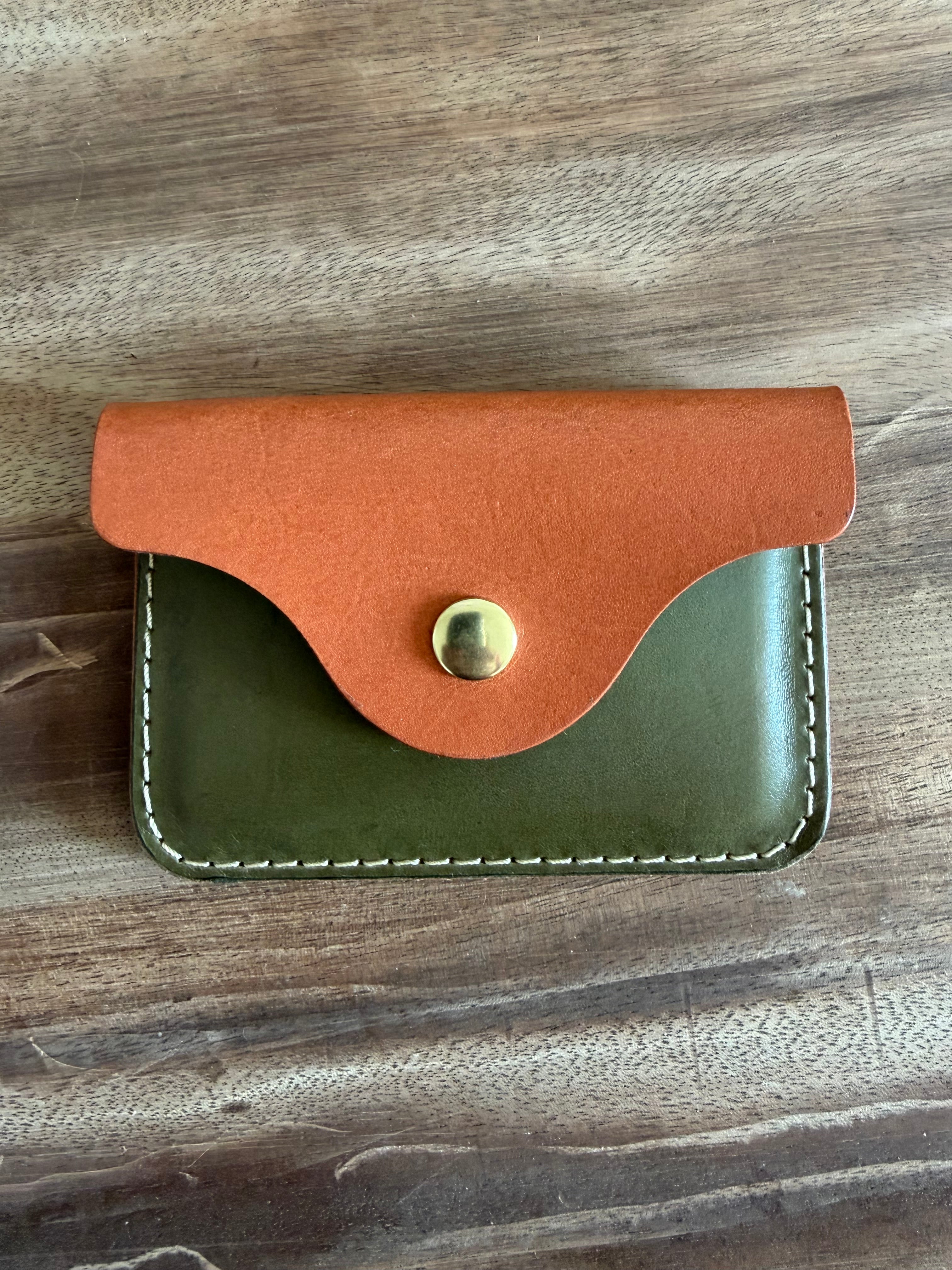 Green and Brown Leather Snap Wallet
