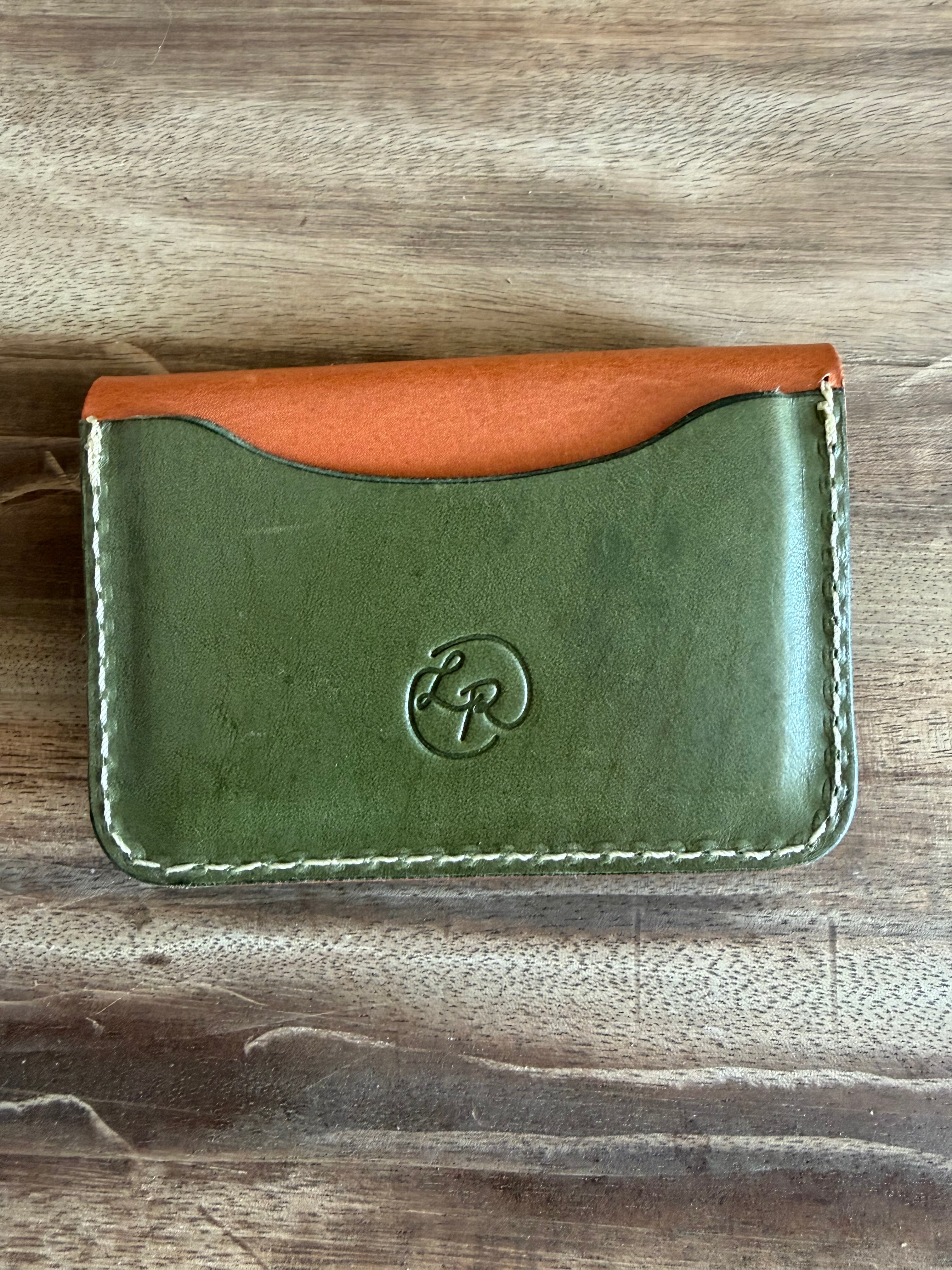 Green and Brown Leather Snap Wallet