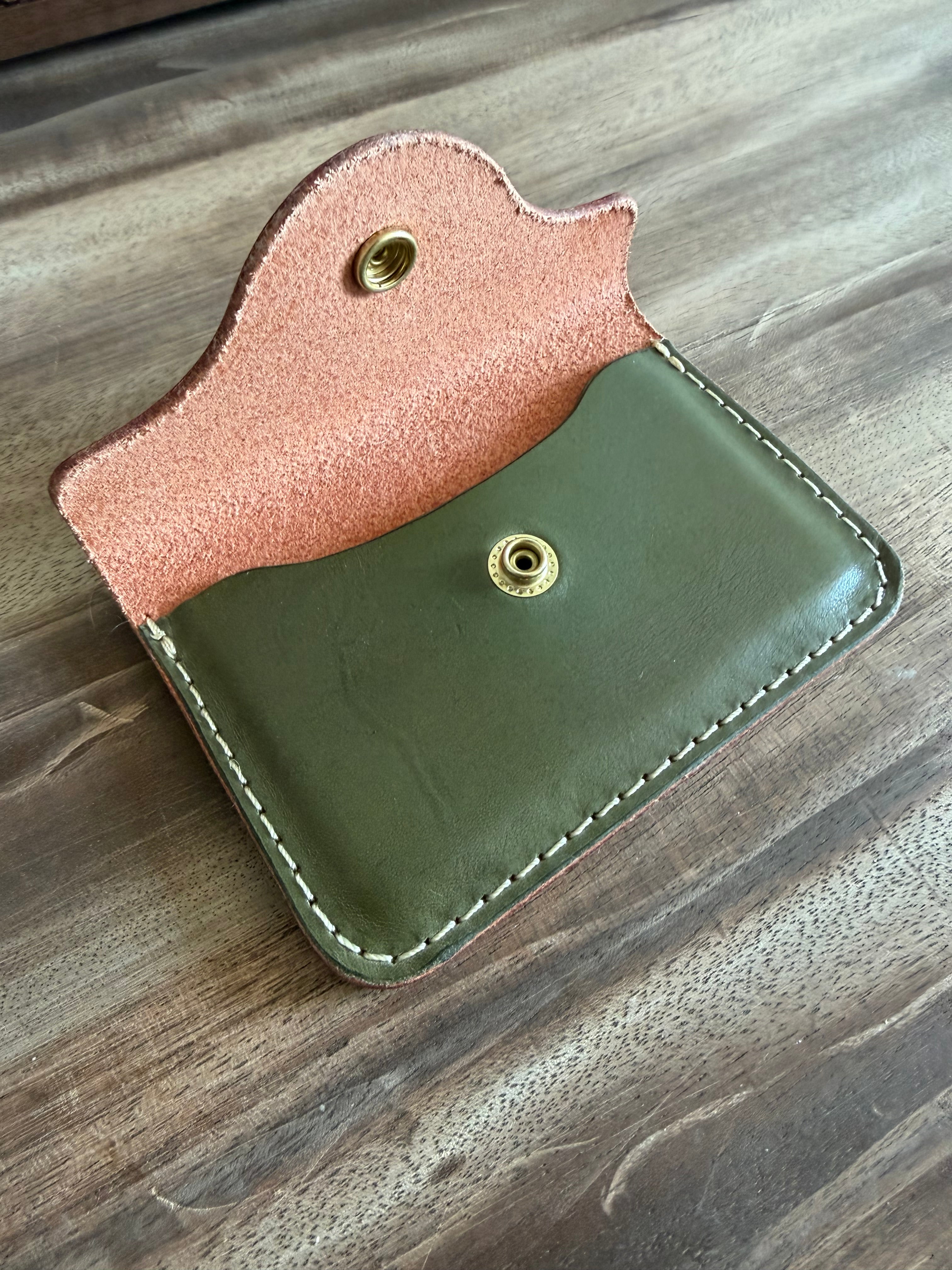 Green and Brown Leather Snap Wallet