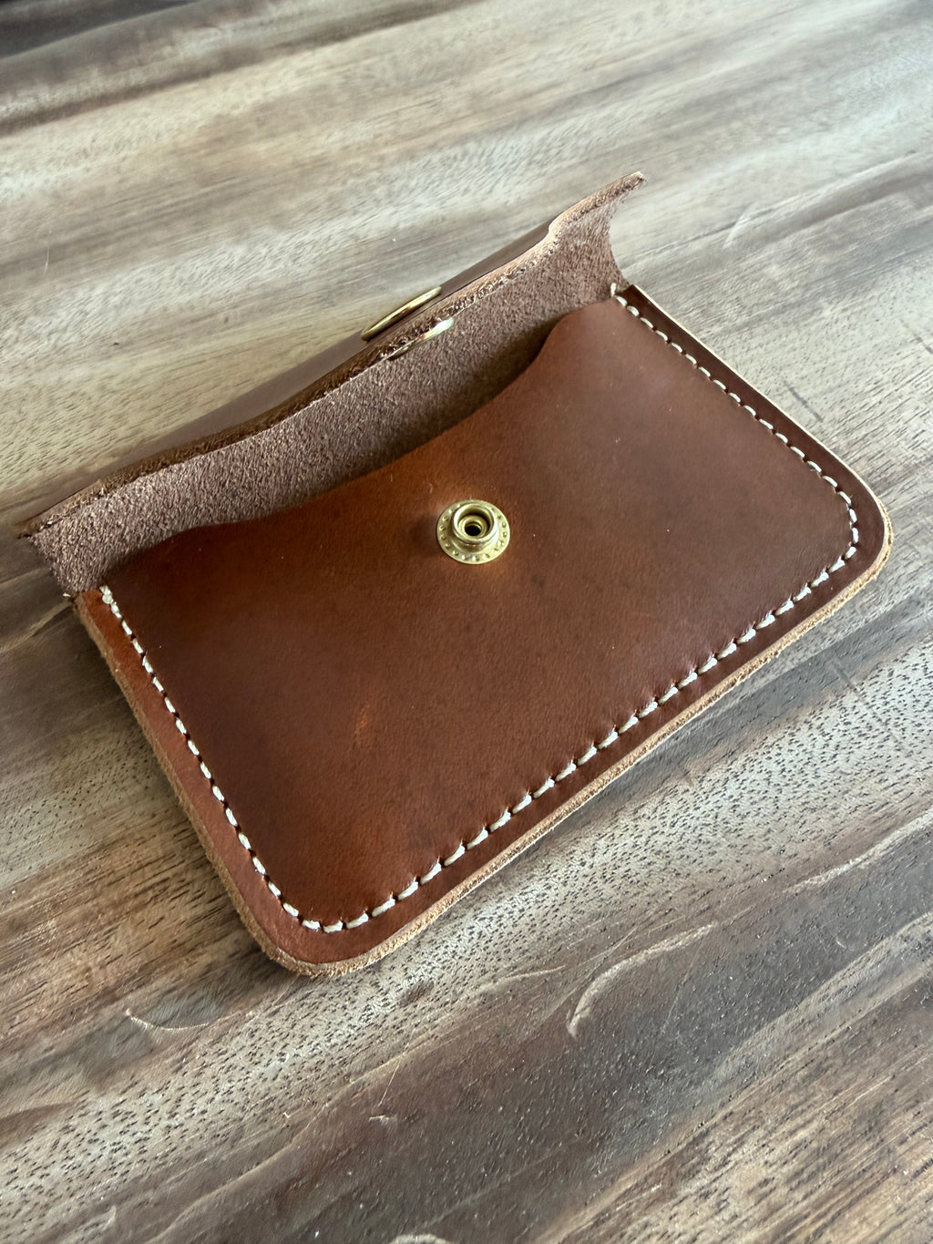 Deep Brown Leather Snap Wallet
